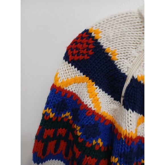 Vintage Handmade Knit Fair Isle Nordic Sweater Sz S/M Boho Granny Ski Lodge Art - Picture 4 of 16